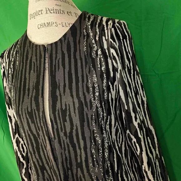 Ming Wang Womens Black Gray Animal Print Long Open Front Cardigan Sweater Small - Picture 3 of 5